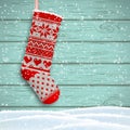 Knitted christmas stocking, illustration Royalty Free Stock Photo