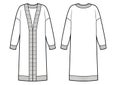 Knitted classic maxi cardigan fashion flat sketch template
