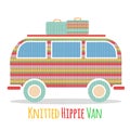 Knitted colorful vintage hippie van