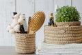 Knitted containers for storing accessories in the bathroom, comfort and order on the dressing table