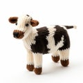 Knitted Cow: Adorable Handmade Toy On White Background