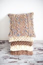 Knitted cushion of shades Royalty Free Stock Photo