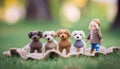 knitted dog puppies, cute playing dogs. wool dolls ,ai generated
