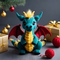 Knitted dragon toy