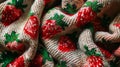 Knitted fabric with a strawberry pattern, stretched fabric