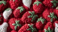 Knitted fabric with a strawberry pattern, stretched fabric, photographed from directly above, fabric pattern