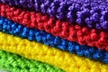 Knitted fabric texture close up, colorful fabric textile knitted detail