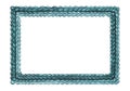 The knitted frame is rectangular, blue. Watercolor illustration. An isolated object from a large set of COZY WINTER. For