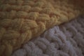 Yellow and beige plush blankets in sepia Royalty Free Stock Photo
