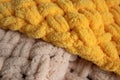 Yellow and beige plush blankets Royalty Free Stock Photo
