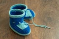 Knitted handmade baby's bootees