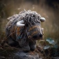A knitted handmade cute buffalo