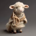 A knitted handmade cute sheep