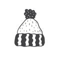 Knitted hat with pompon. Minimalist scandinavian style.