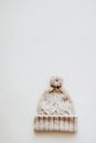 knitted hat on white background with copy space for text or design Royalty Free Stock Photo
