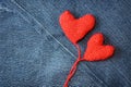 Knitted hearts Royalty Free Stock Photo