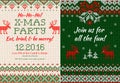 Knitted Invitation to the Christmas X-mas party. Front and back Royalty Free Stock Photo