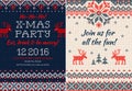 Knitted Invitation to the Christmas X-mas party. Front and back Royalty Free Stock Photo