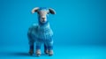 Knitted Llama On Bright Blue Background: A Photobashing Masterpiece Royalty Free Stock Photo