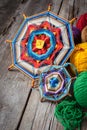 Knitted mandala and yarn