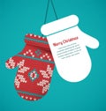 Knitted mittens Christmas vector background Royalty Free Stock Photo