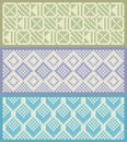 Knitted pattern background vector set