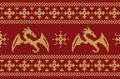 Knitted pattern with dragons. Seamless border. Background to the New Year 2024. Year of the Dragon Royalty Free Stock Photo