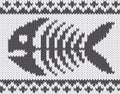 Knitted pattern with fish skeleton Royalty Free Stock Photo