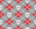 Knitted pattern with skulls