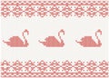 Knitted pattern with swan Royalty Free Stock Photo