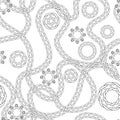 Knitted pigtails. Abstract intricate hand drawn knitted pigtails seamless pattern. Intricacy wavy lines, circles. Beautiful