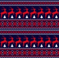 Knitted, pixel Christmas and New Year pattern. Wool Knitting Sweater Design. Wallpaper wrapping paper textile print. Eps 10