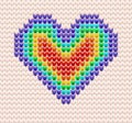 Knitted rainbow heart. Vector