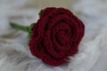 knitted red rose, handmade