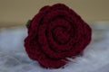 knitted red rose, handmade