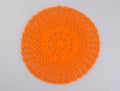 knitted round or handmade knitted rug on background. Royalty Free Stock Photo