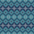 Knitted scandinavian pattern with snowflakes. Vector