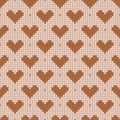 Knitted seamles pattern with hearts. Vector illustration for Valentines Day