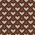 Knitted seamles pattern with hearts. Vector illustration for Valentines Day