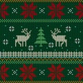 Knitted seamless pattern with deer Royalty Free Stock Photo