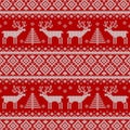 Knitted seamless pattern with deers. Scandinavian sweater background. Vector Royalty Free Stock Photo