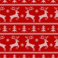 Knitted seamless pattern with deers. Vector. Royalty Free Stock Photo