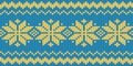 Knitted seamless scandinavian pattern with snowflakes in Ukrainian colors