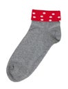 Knitted sock gray and red colors