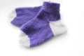 Knitted socks on a white background Royalty Free Stock Photo