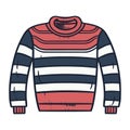 Knitted striped sweater, warm woolen