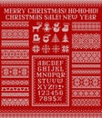 Knitted sweater borders, elements and letters for Christmas design. Scandinavian ornaments Royalty Free Stock Photo