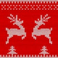 Knitted sweater design with deers. Christmas seamless ornament for knit clothes, card. Vector.