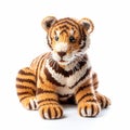 Ultra Detailed Knitted Tiger On White Background