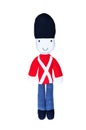 Knitted toy soldier isolated on white